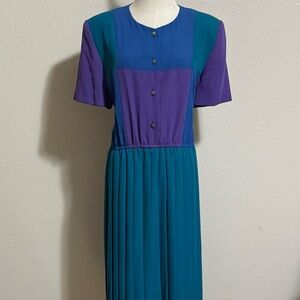 Vintage Leslie Fay Women’s Maxi Dress Size 14 Retro Classic Elegant